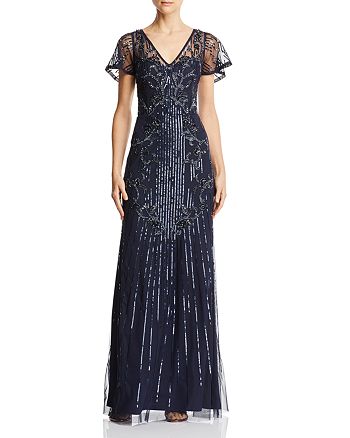 Aidan Mattox Embellished Flutter-Sleeve Gown | Bloomingdale's
