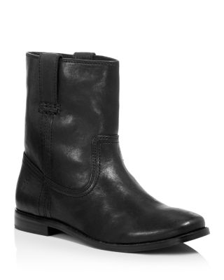 Anna Short Round Toe Leather Boots 