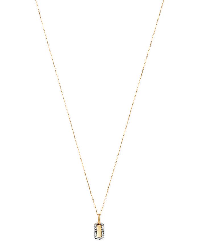 Adina Reyter 14k Yellow Gold Tiny Pave Diamond Dog Tag Necklace, 16 In White/gold