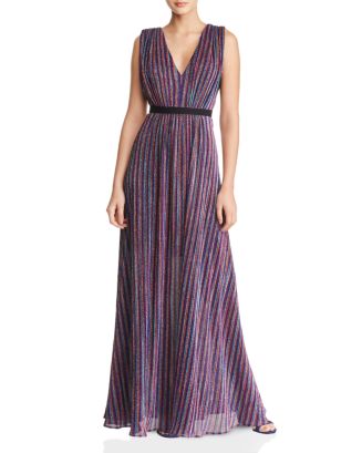 BCBGMAXAZRIA Shimmer Stripe Knit Gown | Bloomingdale's