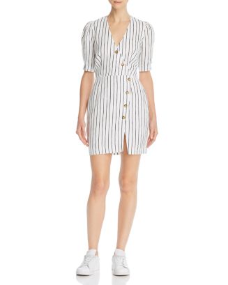 Saylor Khaki Contrast Linen Blend Dress