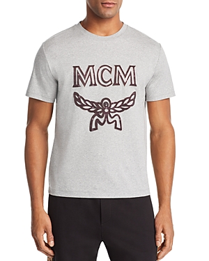 Mcm Metallic Trimmed Logo Applique Tee In Gray | ModeSens