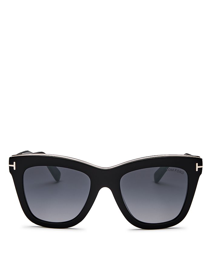 Shop Tom Ford Julie Square Sunglasses, 52mm In Shiny Black/smoke