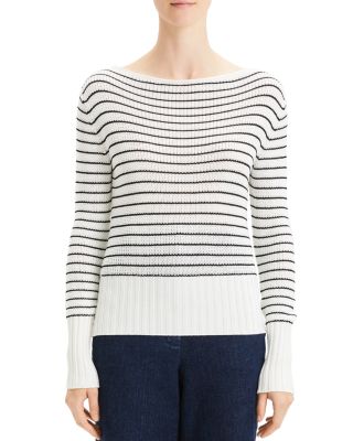 Theory - Striped Boat-Neck Sweater