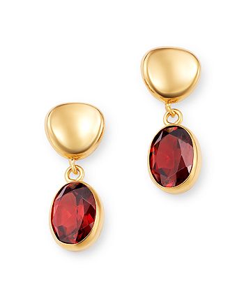 Bloomingdale's - Garnet Oval Drop Earrings in 14K Yellow Gold - 100% Exclusive