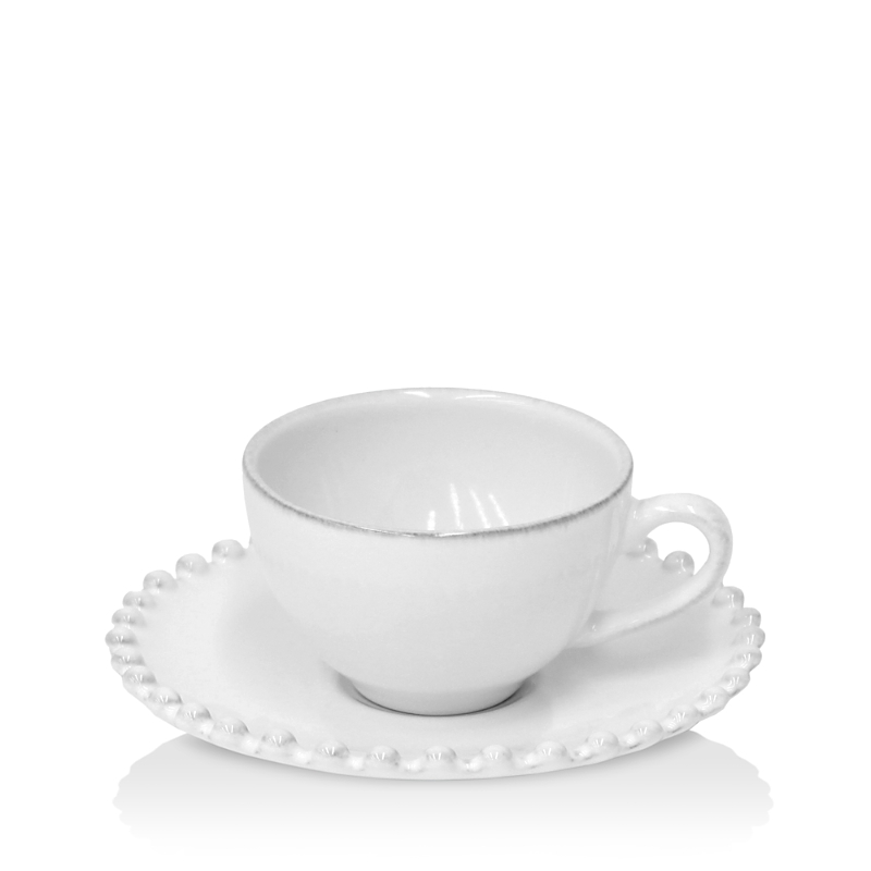 Costa Nova White Pearl Coffee Cup & Saucer In White