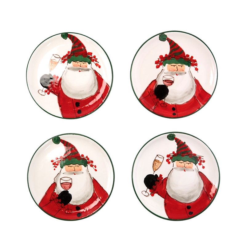 Vietri 4-piece Boxed Old St. Nick Cocktail Plates Set In Multi