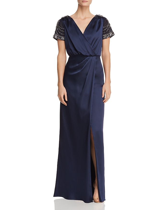 Aidan Mattox Embellished Faux-Wrap Gown - 100% Exclusive | Bloomingdale's