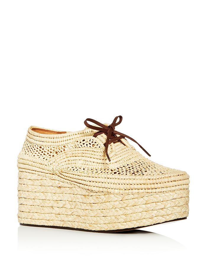 Clergerie Women's Pollux Woven Platform Wedge Oxfords In Natural