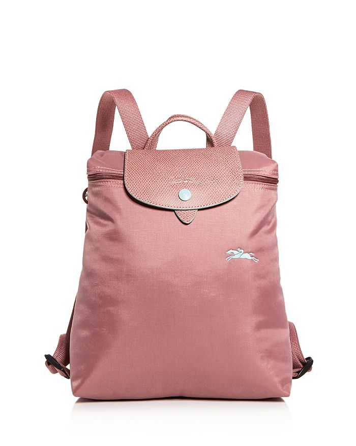 Shop Longchamp Le Pliage Club Nylon Backpack In Antique Pink/silver