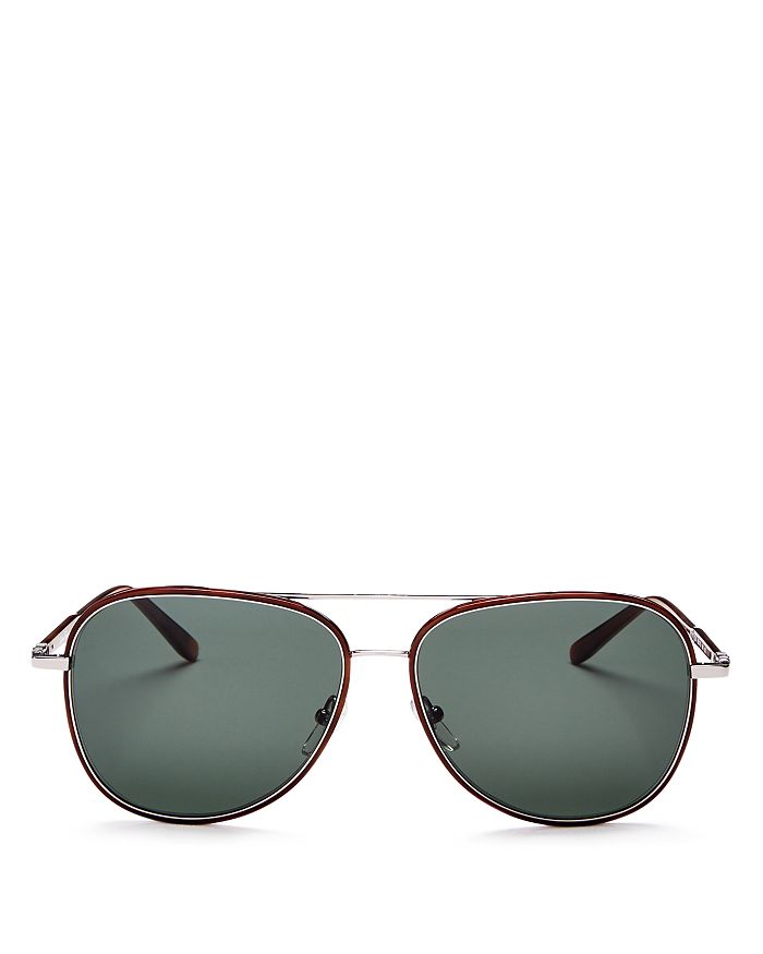 Ferragamo Men's Brow Bar Aviator Sunglasses, 60mm In Tortoise
