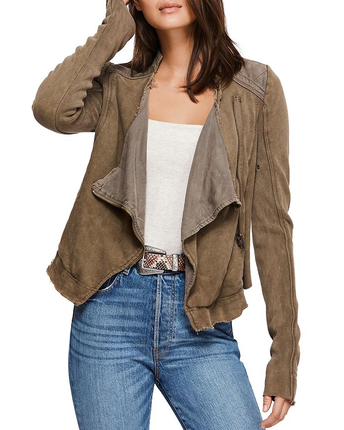 Free people cotton shrunken moto top jacket