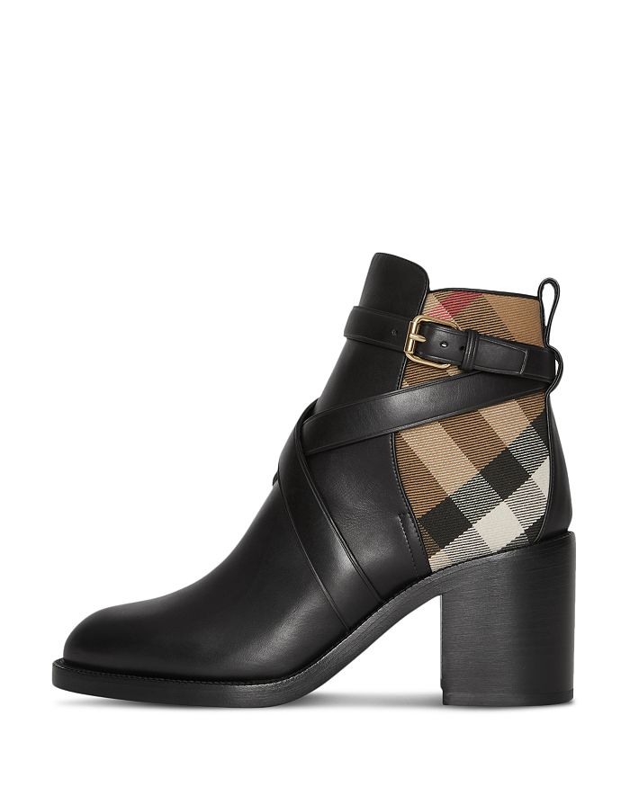 burberry house check leather bootie
