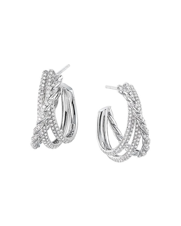 David Yurman - Paveflex Shrimp Earrings with Diamonds in 18K White Gold