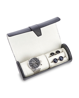 Royce New York Leather Watch Roll & Cufflink Storage Case
