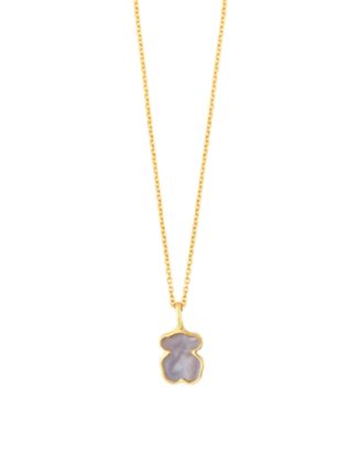 TOUS 18K Yellow Gold XXS Mother-Of-Pearl Bear Pendant Necklace, 17.75\