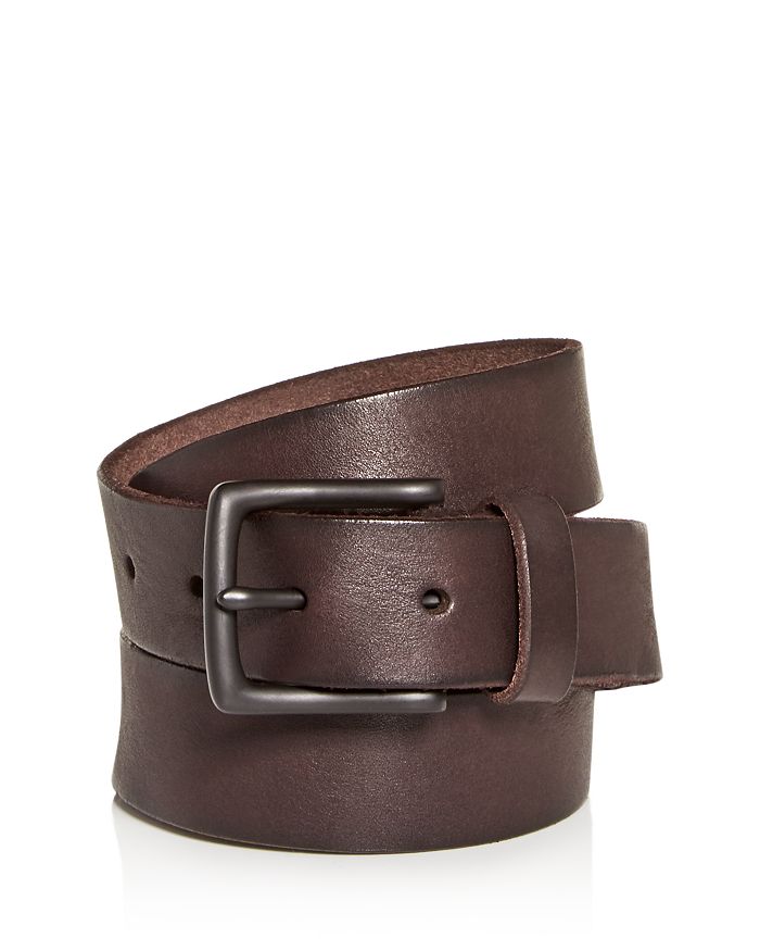 Shop Allsaints Men's Leather Belt In Bitter Brown