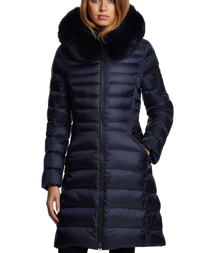 Dawn Levy Milly Fur Trim Puffer Coat In Abyss