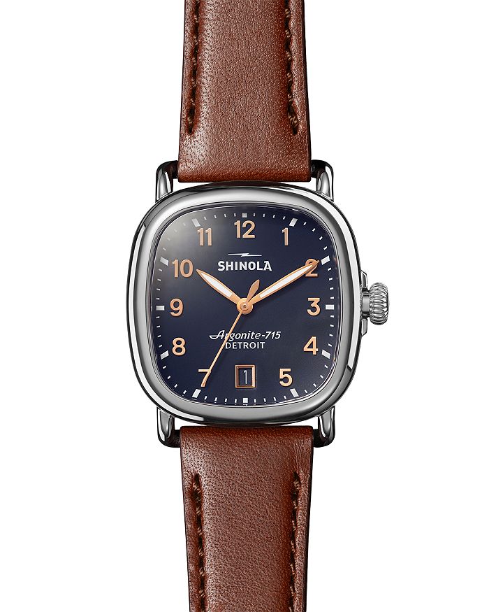 SHINOLA THE GUARDIAN BROWN LEATHER WATCH, 36MM,S0120029579