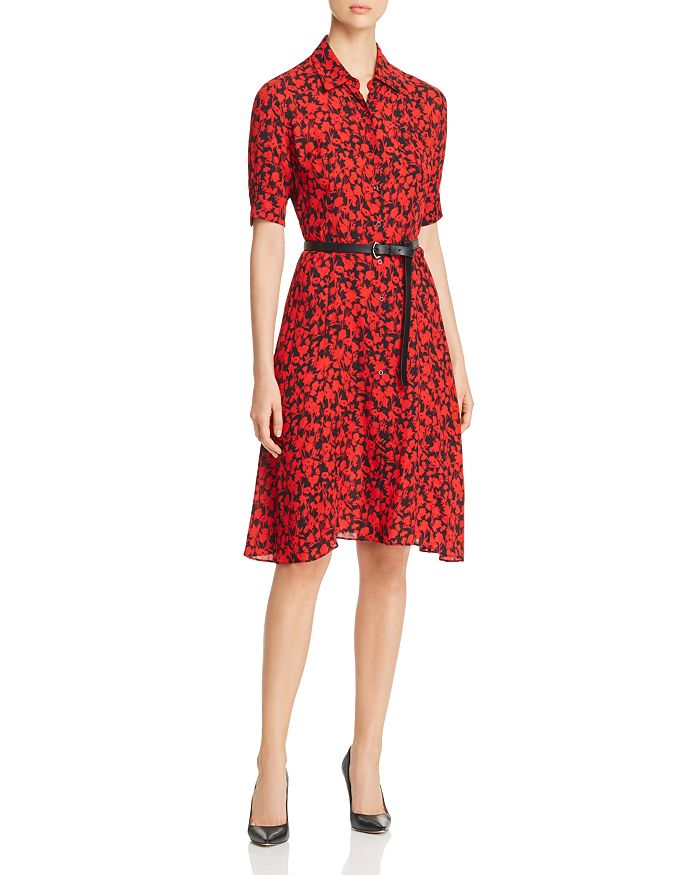 Elie Tahari Aisha Belted Floral Print Shirt Dress Bloomingdale s