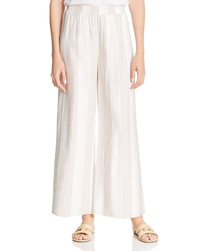 Sage The Label Asher Striped Wideleg Pants In White/beige ModeSens