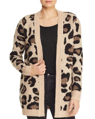leopard open front cardigan