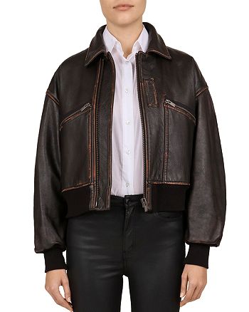 The Kooples Leather Bomber Jacket | Bloomingdale's