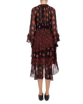 knee length dresses for ladies ML  Lace Long Sleeve Cranberry Midi Dress  Powder Couture