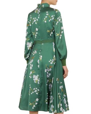 green emerald velvet dress Shop Edulis Ponte Bodice Satin Skirt Midi Dress Dk-Green for Women Online main image 1