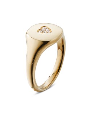 Cable Collectibles Heart Mini Pinky Ring in 18K Gold with Diamonds 