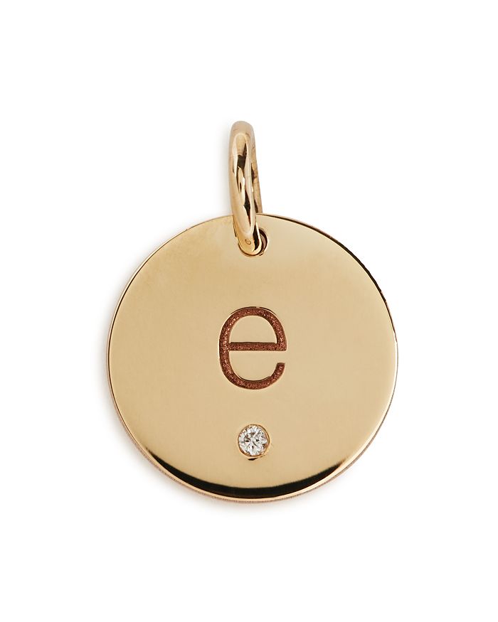 Zoë Chicco 14k Yellow Gold Medium Disc Pave Diamond Letter Charm In E/gold