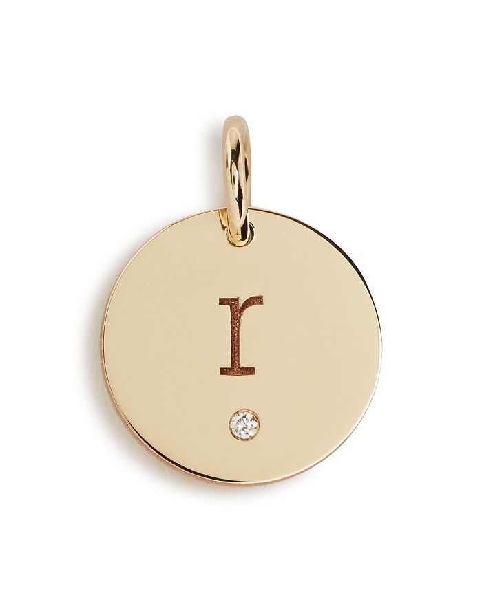 Zoë Chicco 14k Yellow Gold Medium Disc Pave Diamond Letter Charm In R/gold