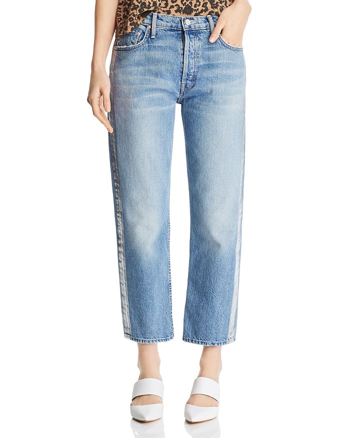 MOTHER THRASHER METALLIC-STRIPE CROPPED STRAIGHT-LEG JEANS IN STRIPED WICKED,1314-587