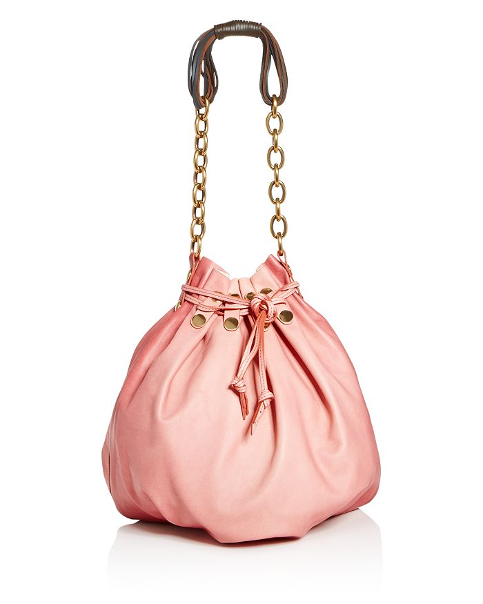 Marni Bindle Medium Leather Shoulder Bag In Light Pink/gold