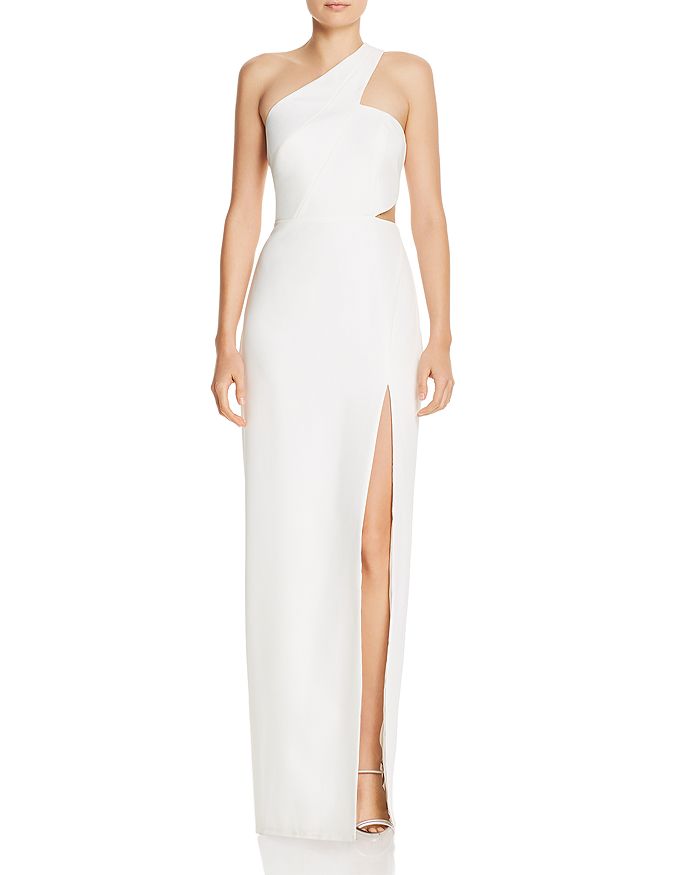 Aidan Mattox Aidan By  One-shoulder Crepe Cutout Gown - 100% Exclusive In Ivory