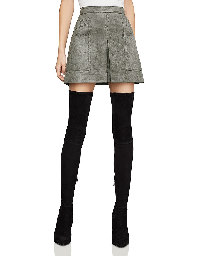 BCBGMAXAZRIA Faux Suede Utility Mini Skirt Bloomingdale s