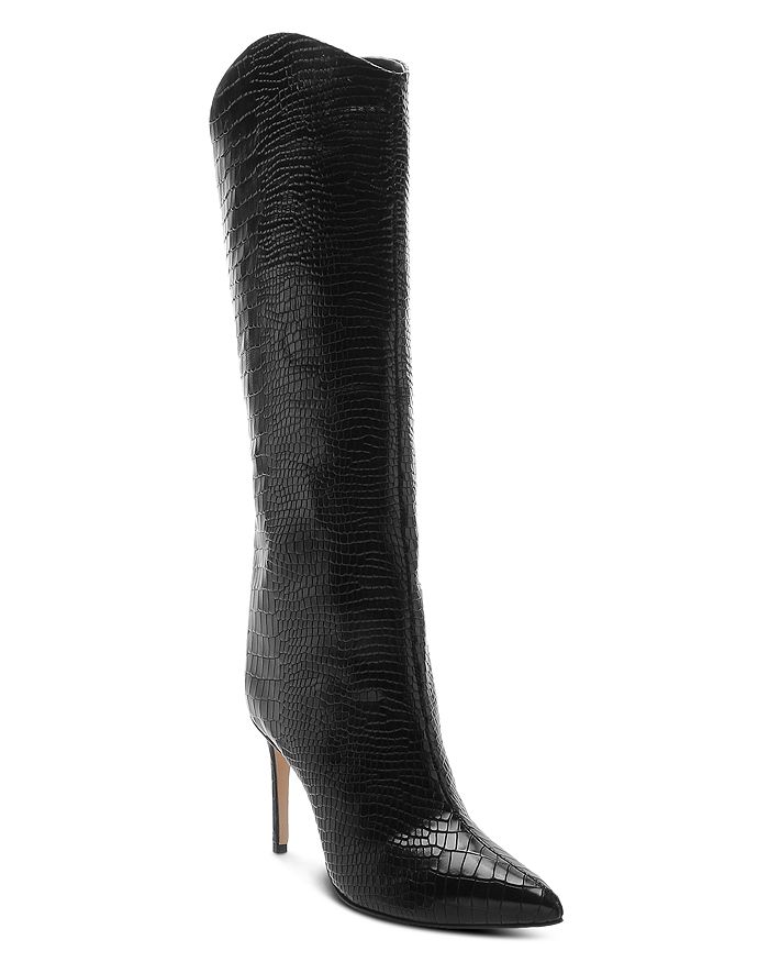 Schutz Women's Maryana Snake-embossed High-heel Boots In Black