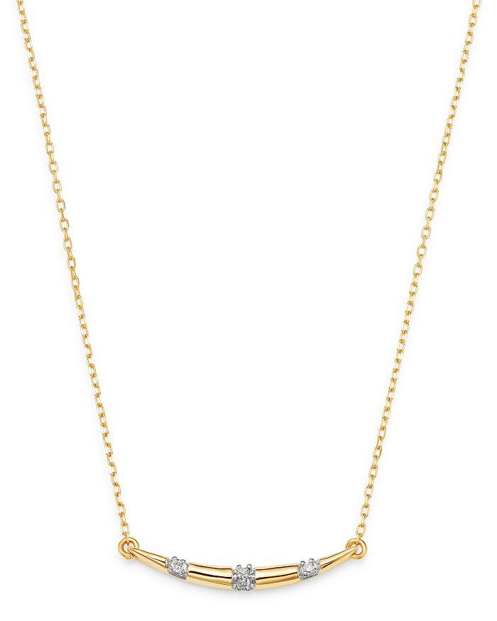 Adina Reyter 14k Yellow Gold Pave Diamond Curved Bar Pendant Necklace, 16 In White/gold