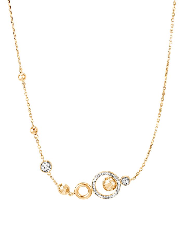 JOHN HARDY 18K YELLOW GOLD DOT CHAIN PULL-THROUGH NECKLACE WITH PAVE DIAMONDS, 18,NGX340202DIX16-18
