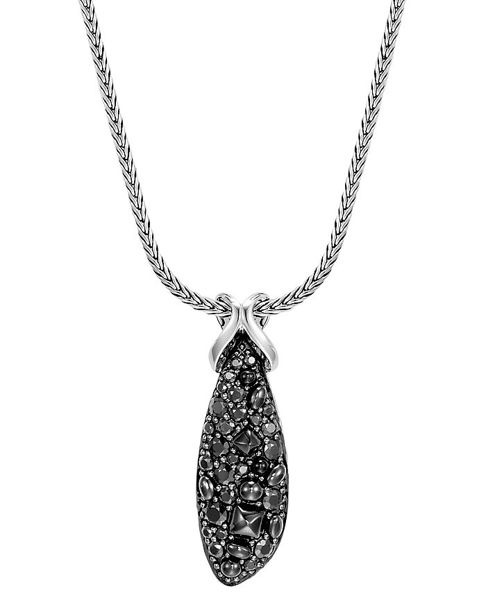 JOHN HARDY STERLING SILVER CLASSIC CHAIN PULL-THROUGH PENDANT NECKLACE WITH BLACK SAPPHIRE & BLACK SPINEL, 20,NBS903564BLSBNX16-20