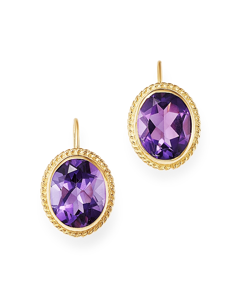 Bloomingdale's Amethyst Bezel-set Earrings In 14k Yellow Gold - Exclusive In Purple/gold