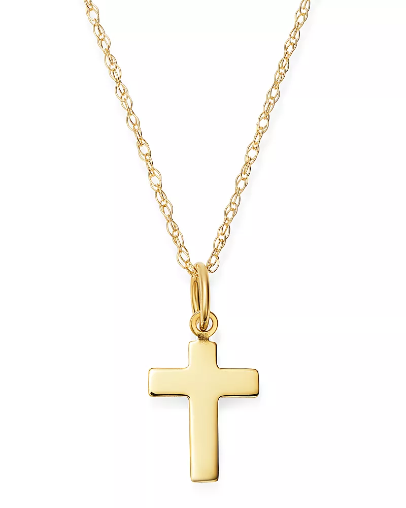 Moon & Meadow 14K Yellow Gold Cross Pendant Necklace, 16