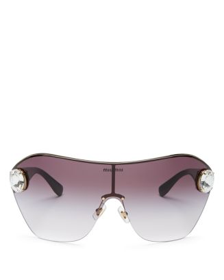 Miu Miu Women\'s Mirrored Shield Sunglasses, 120mm Miu Miu Shield Mirrored Sunglasses - Black Sunglasses  main image 2