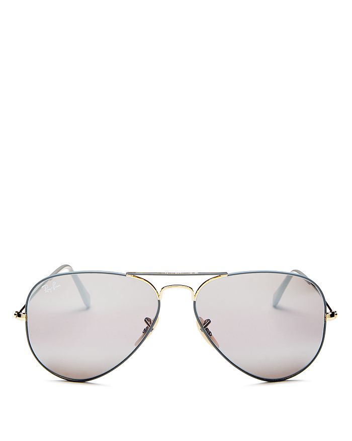 Ray Ban Ray-ban Unisex Original Brow Bar Aviator Sunglasses, 58mm In Gold Gray/gray Mirror