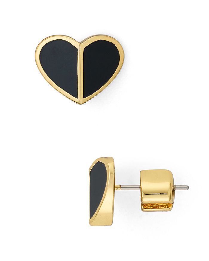 Shop Kate Spade New York Small Heart Stud Earrings In Black