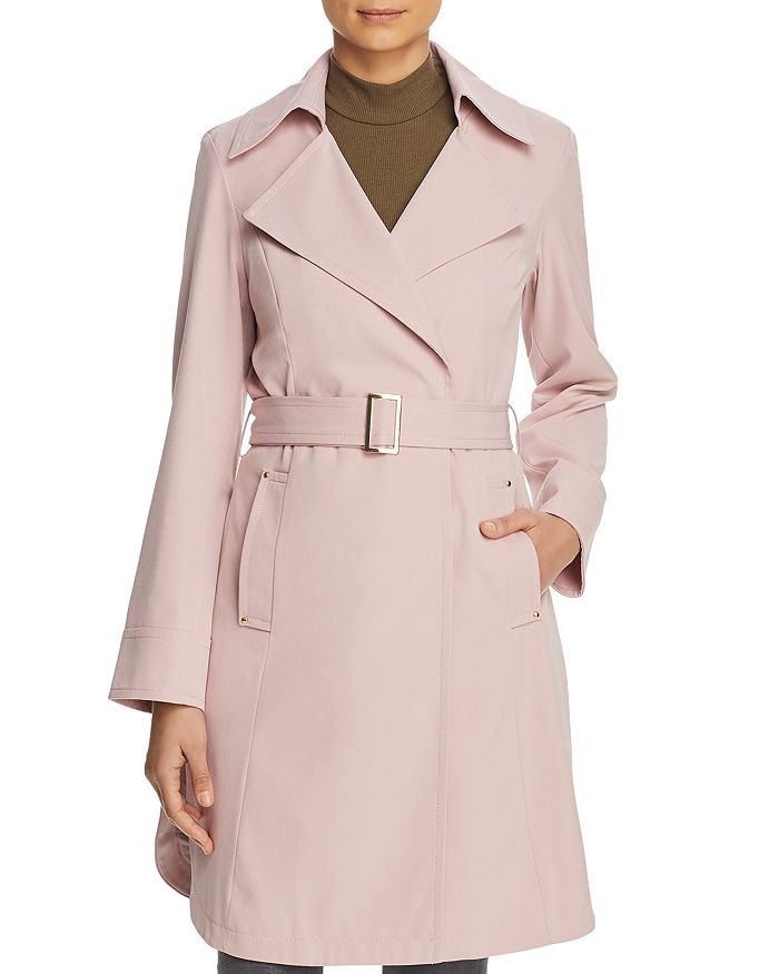 Vince Camuto Belted Crepe Trench Coat In Dusty Pink