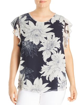 VINCE CAMUTO Plus - Floral Print Chiffon Blouse