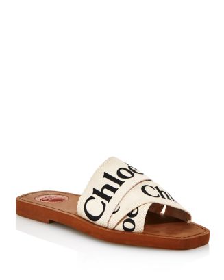 Chlo&eacute; Women's Woody Square Toe Logo Slide Sandals Shoes - Bloomingdale's