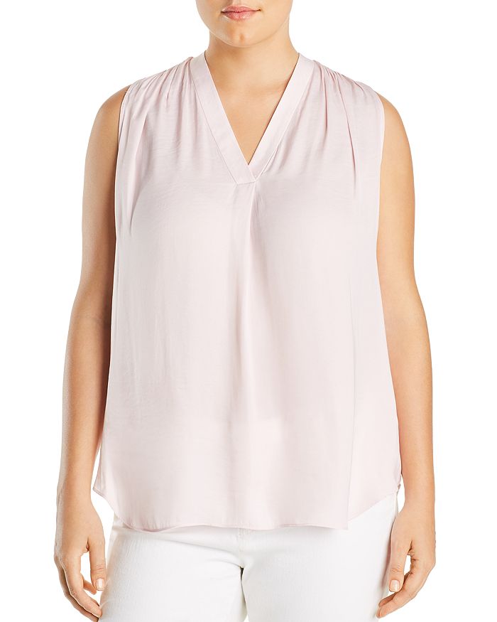Vince Camuto Plus Shirred Sleeveless Top In Pink Bliss