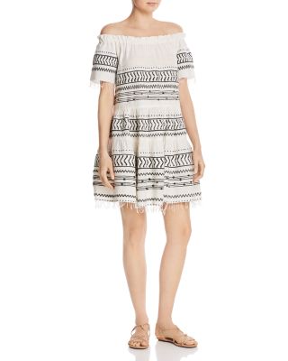 sachin and babi light blue dress Lemlem Maya Off-the-Shoulder Embroidered Dress